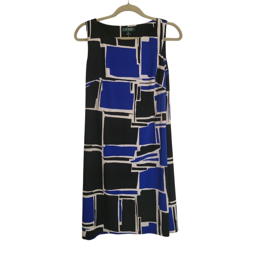 Lauren Ralph Lauren Blue and Black Geometric Mini Dress